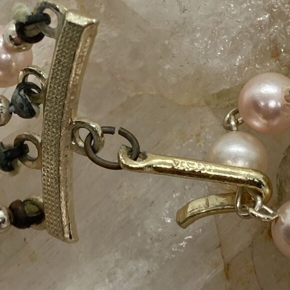 Vintage Pastel Peach Plastic Bead 4 Strand Tiered 16'' Necklace 1960s Japan - Picture 6 of 9